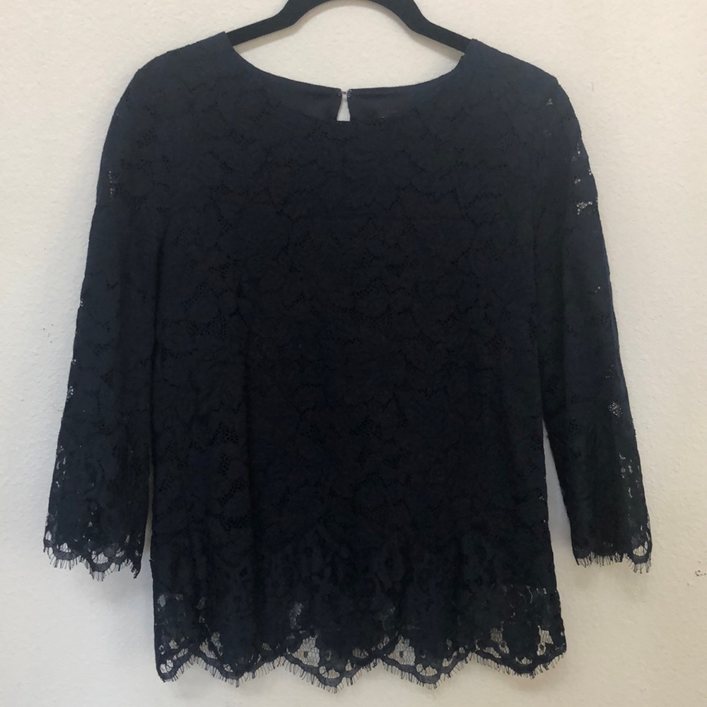 Banana Republic Navy Blue Lace Top